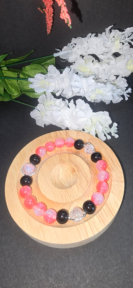 Pink shimmer beaded bracelet