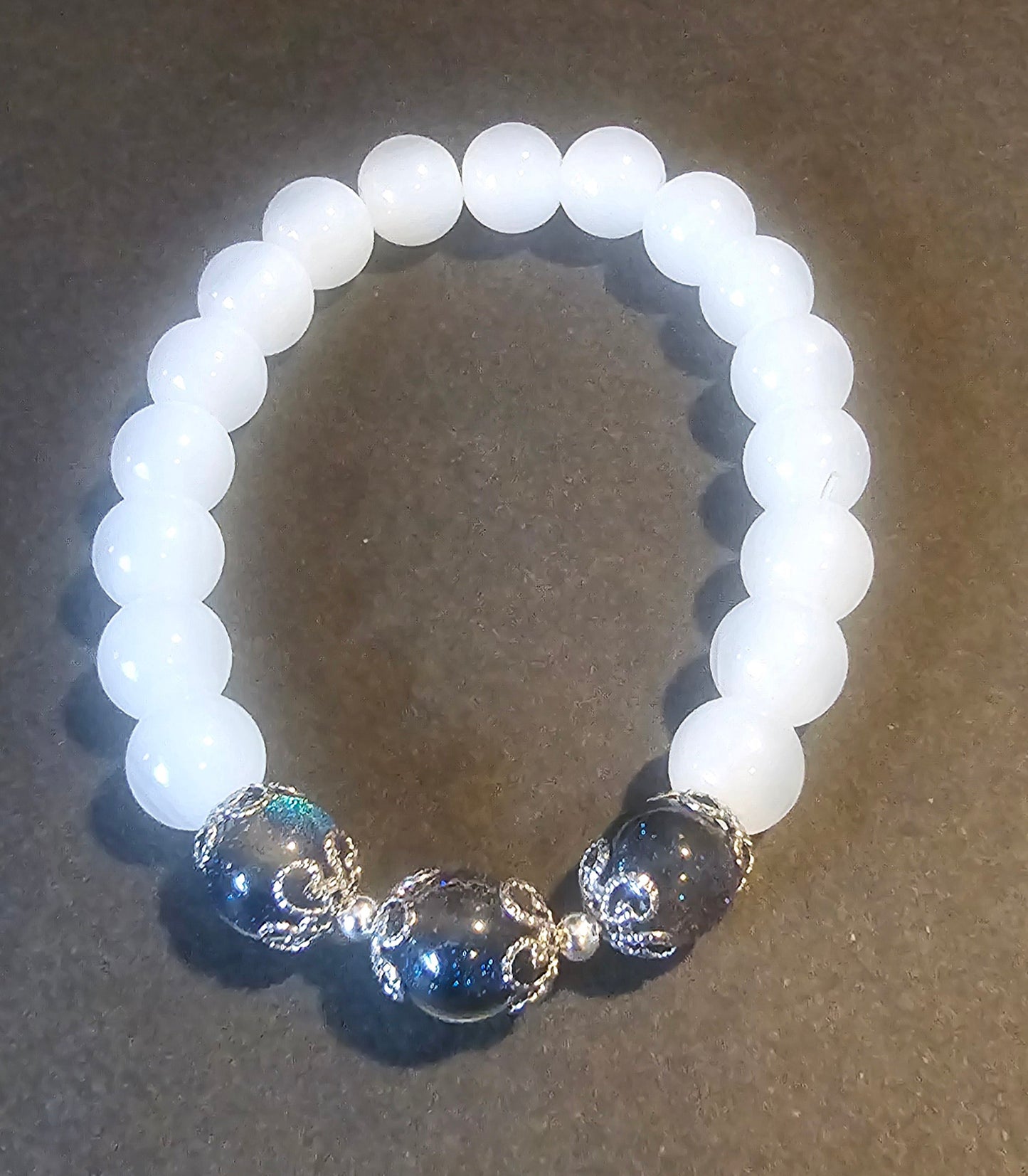 Galaxy white beaded bracelet