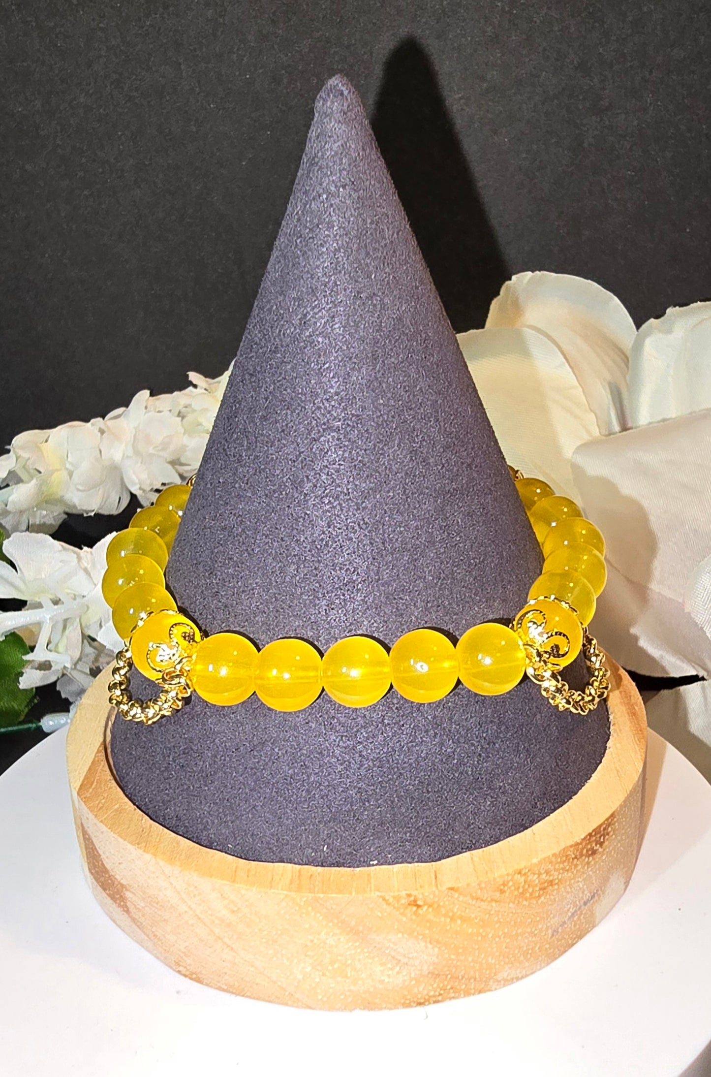 Yellow / Cream beaded bracelet set