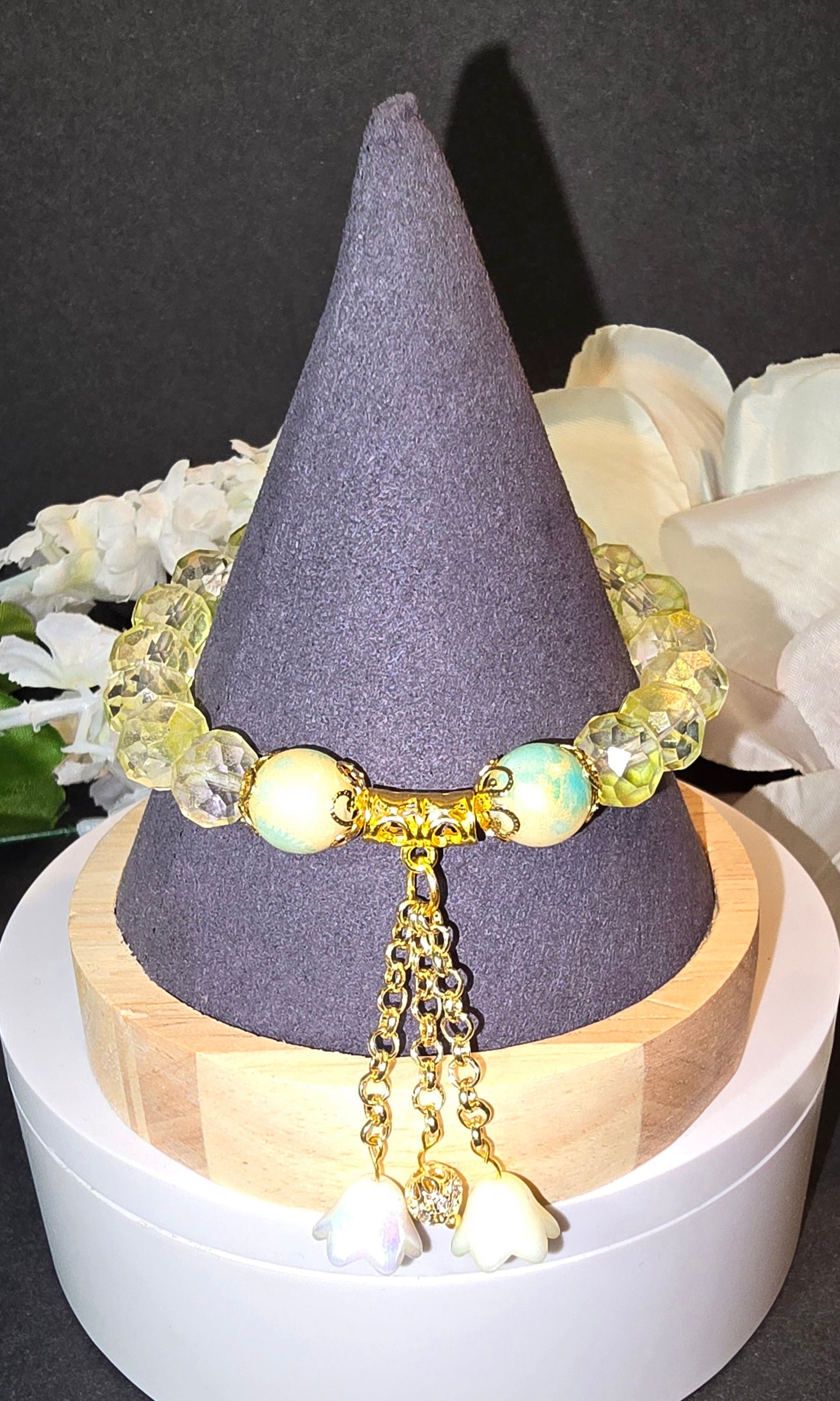 Yellow / Cream beaded bracelet set