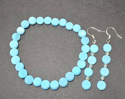 Blue Bracelet Earrings Set